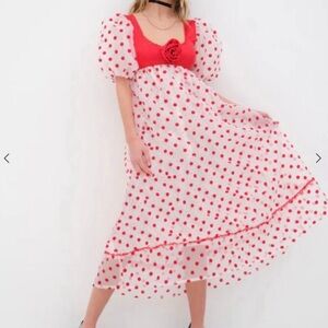 For Love And Lemons Red Lace Trim Dress